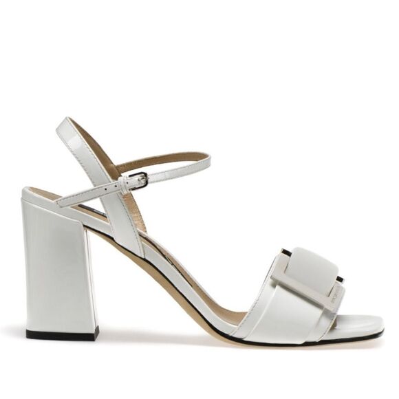 Sergio Rossi white silver block sandal prince heel 36 US 6 - Picture 2 of 11